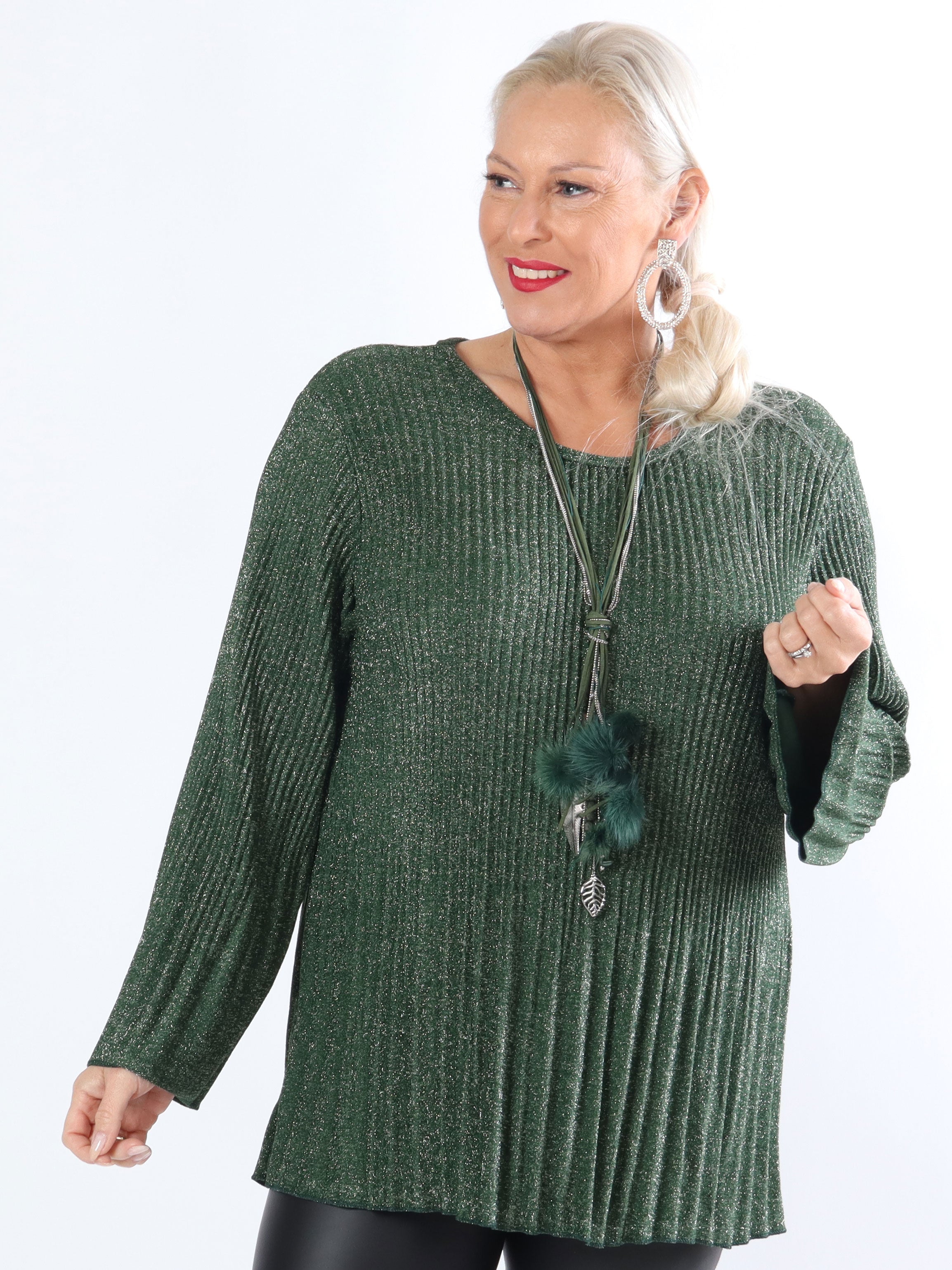 Ricarda - Plus size glimmerbluse med plisseringer